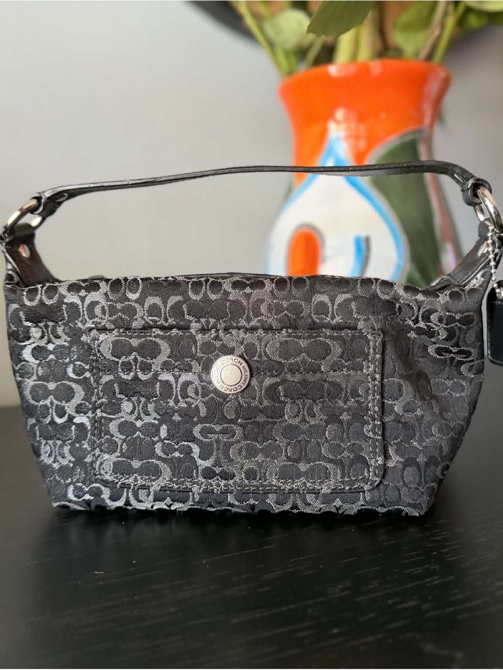 Coach Black Signature Jacquard Mini Shoulder Bag